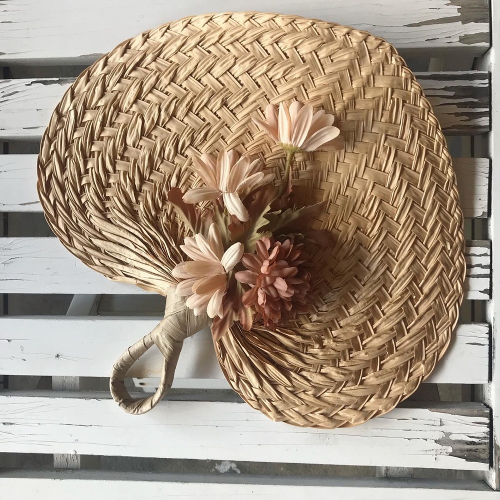 True vintage palm fan wall hanging